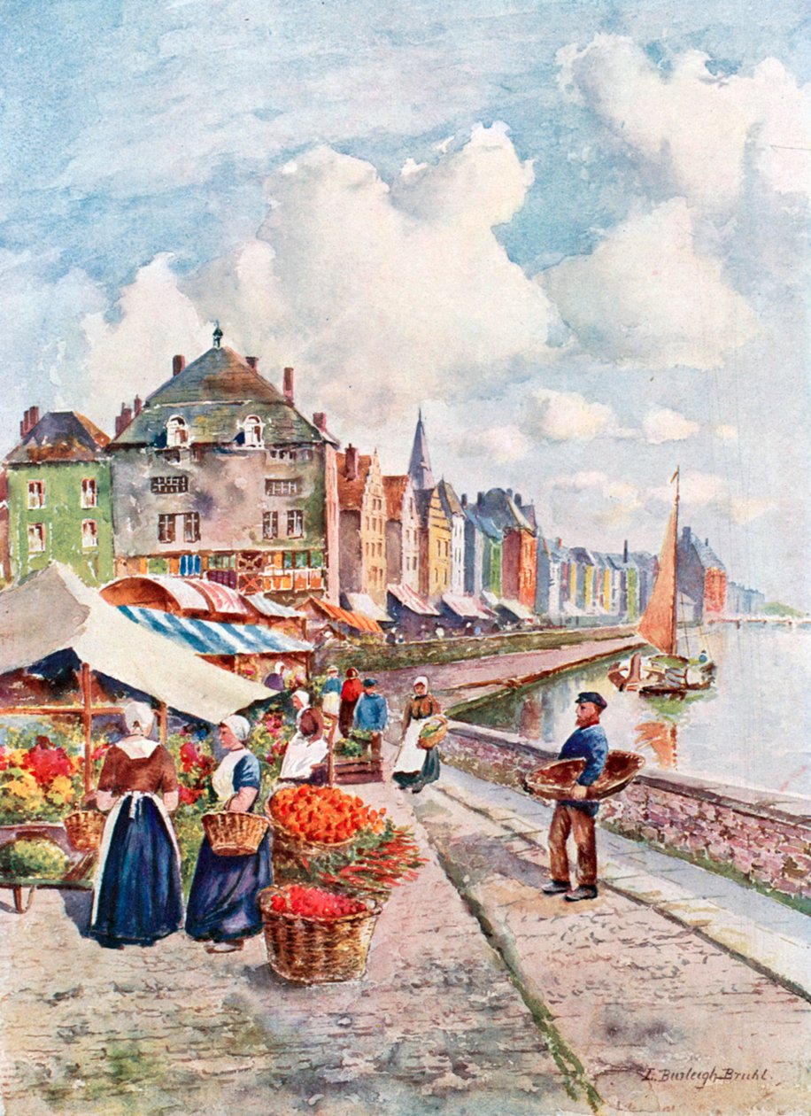 On the Quays of the Meuse, Liege by Louis Burleigh-Bruhl