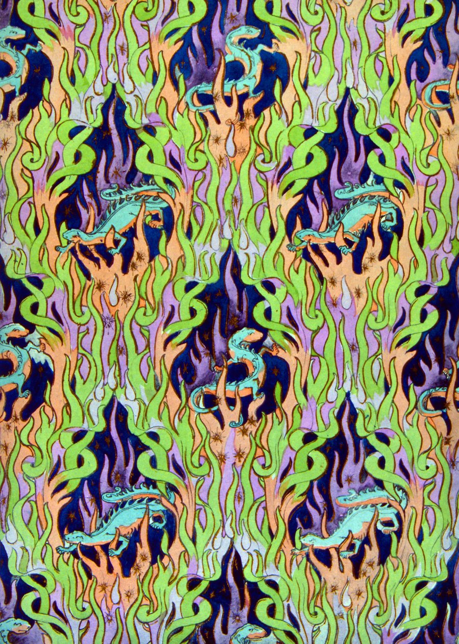 Wallpaper design with dragons by Louis Chalon
