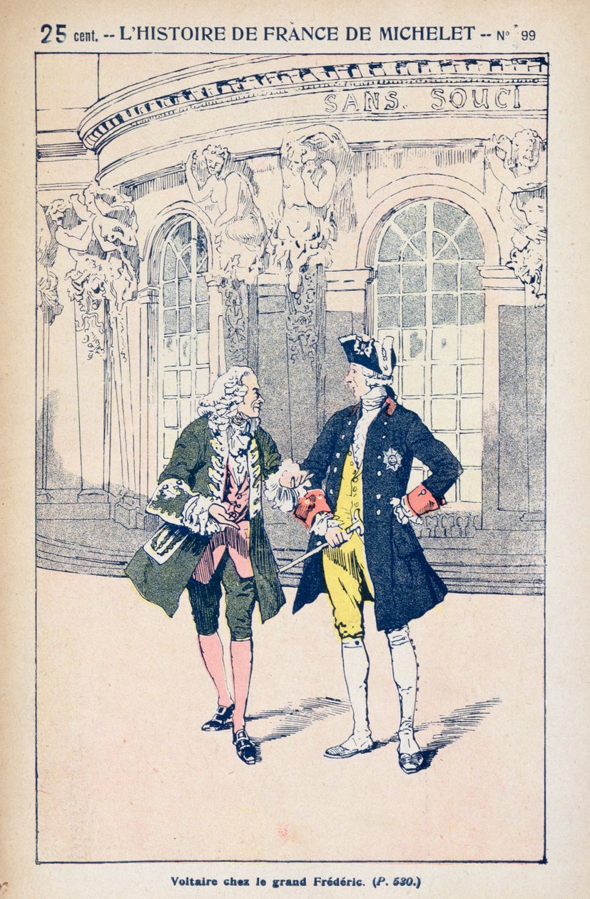 Francois Voltaire with King Frederick II of Prussia at Sanssouci near Potsdam, from 