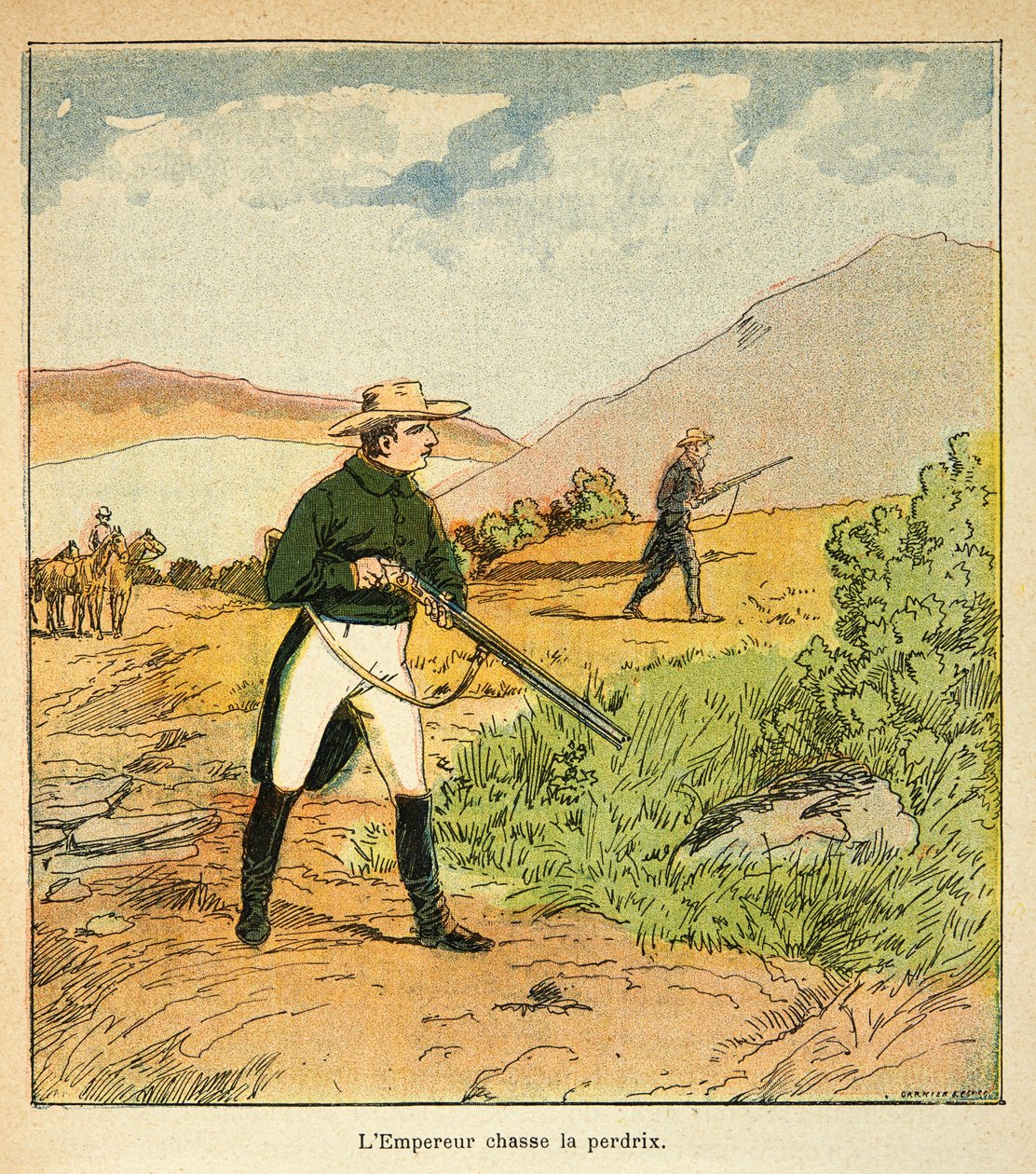 Napoleon Hunting with Las Cases in Ste Helene in August 1816 by Louis Charles Bombled