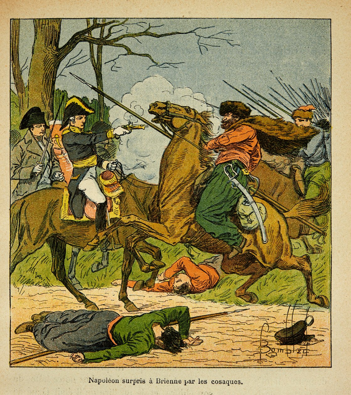 Napoleon surprised in Brienne by Cossacks by Louis Charles Bombled