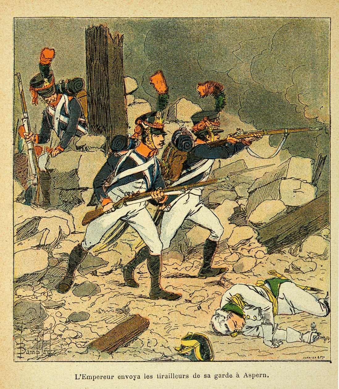Emperor Napoleon Sent His Guard to Aspern During the Battle of Essling by Louis Charles Bombled