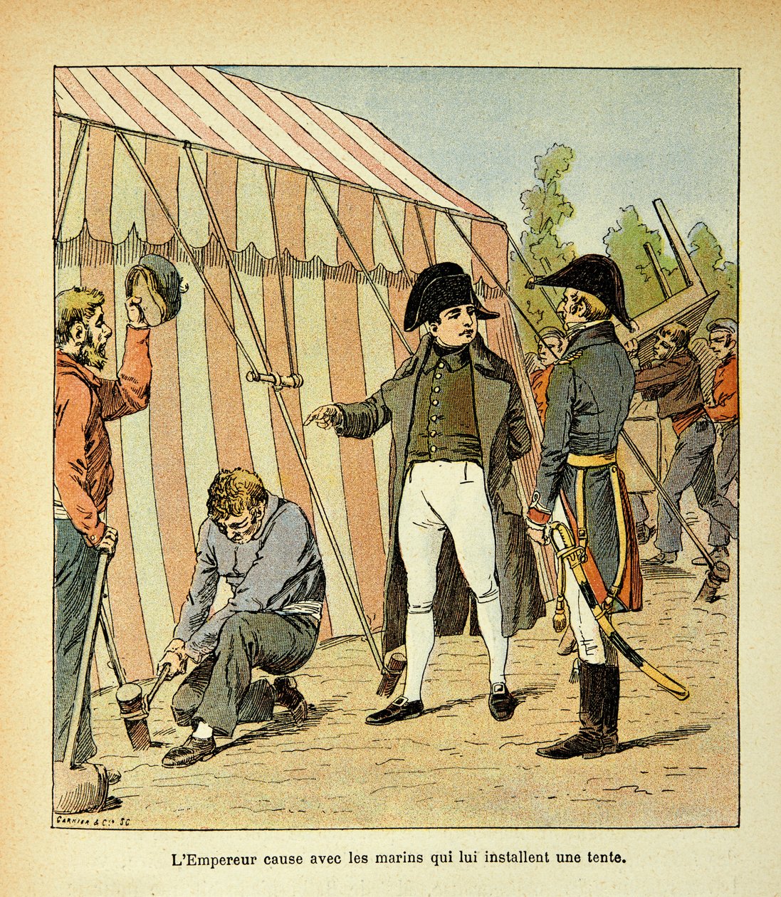 The Emperor Napoleon Talking with the Sailors Who Set Up a Tent for Him by Louis Charles Bombled