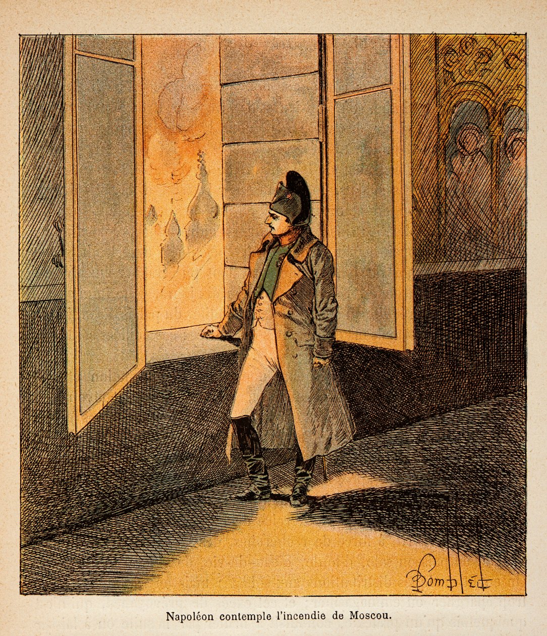 Emperor Napoleon Contemplates the Fire of Moscow in September 1812 by Louis Charles Bombled