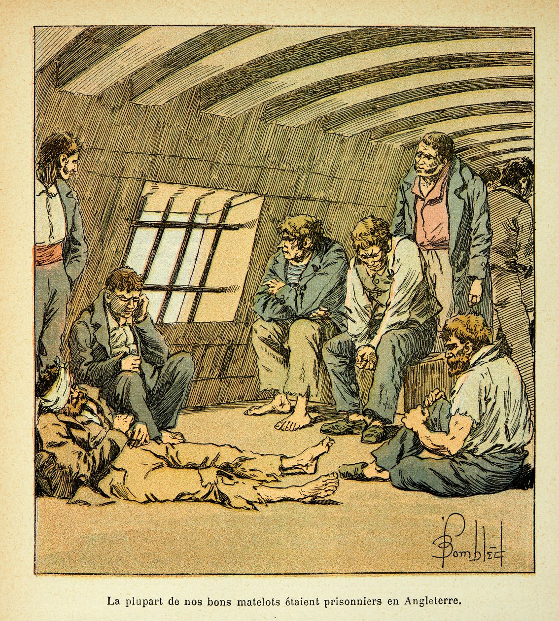 French prisoners on the English pontoons by Louis Charles Bombled