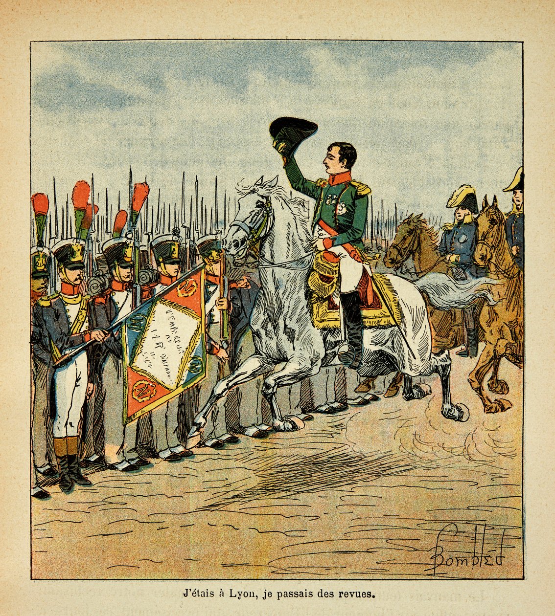 The Emperor Napoleon passes the troops into reviews by Louis Charles Bombled