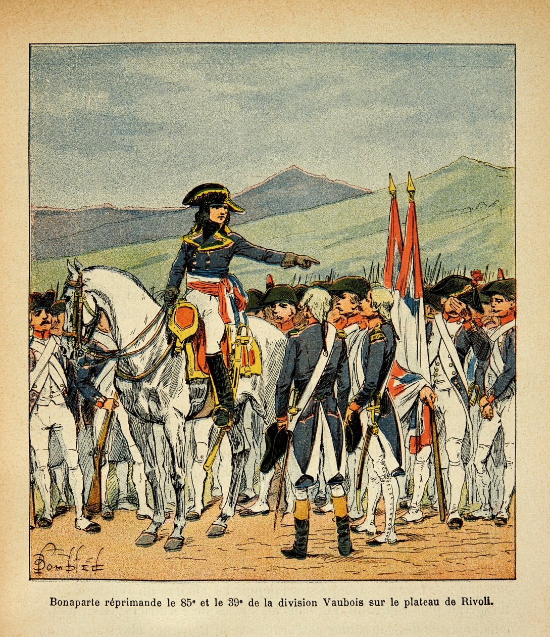Bonaparte Reprimands the 85th and 39th Vaubois Regiment on the Plateau of Rivoli by Louis Charles Bombled