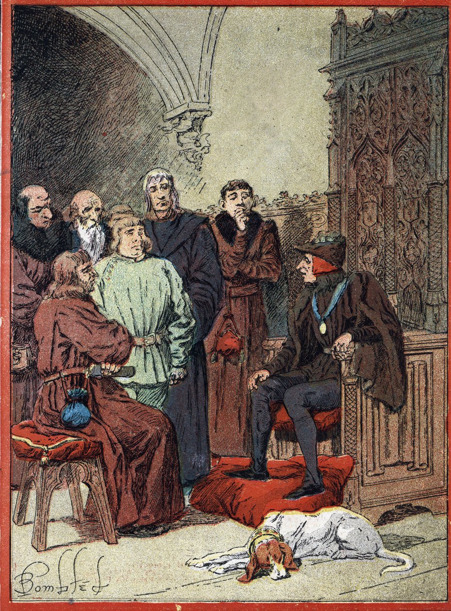 King Louis XII of France (1462-1515) receiving the bourgeois of Paris in the parloir aux bourgeois, first city hall of Paris on 26/11/1514 (King of France Louis XII receives in the Parlour of Burgesses, first city hall of Paris the representatives of the b by Louis Charles Bombled