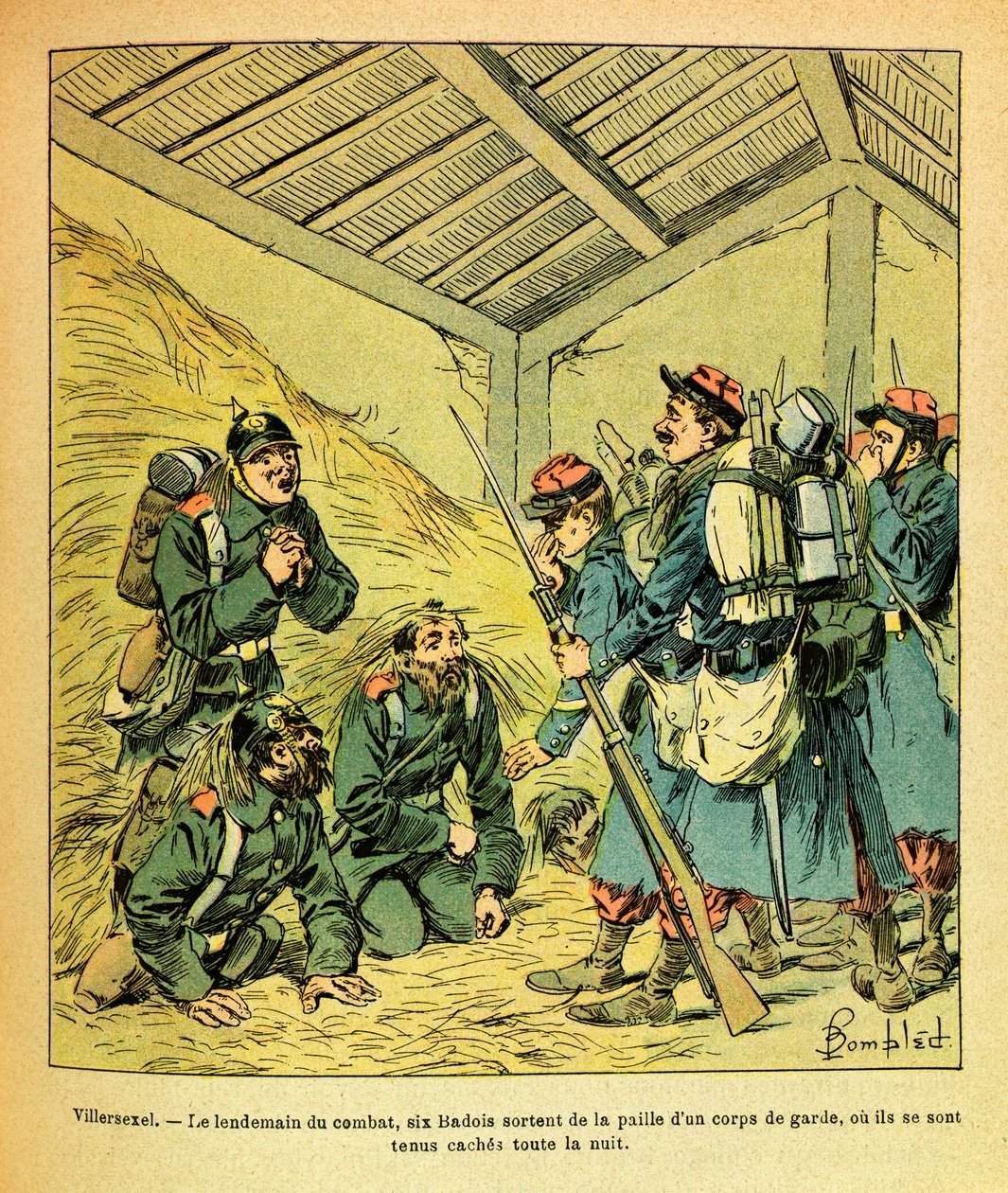 The Eastern Army of Eugene Sergeant, Illustrated by Louis Bombled: Six Badois Come Out of the Straw by Louis Charles Bombled