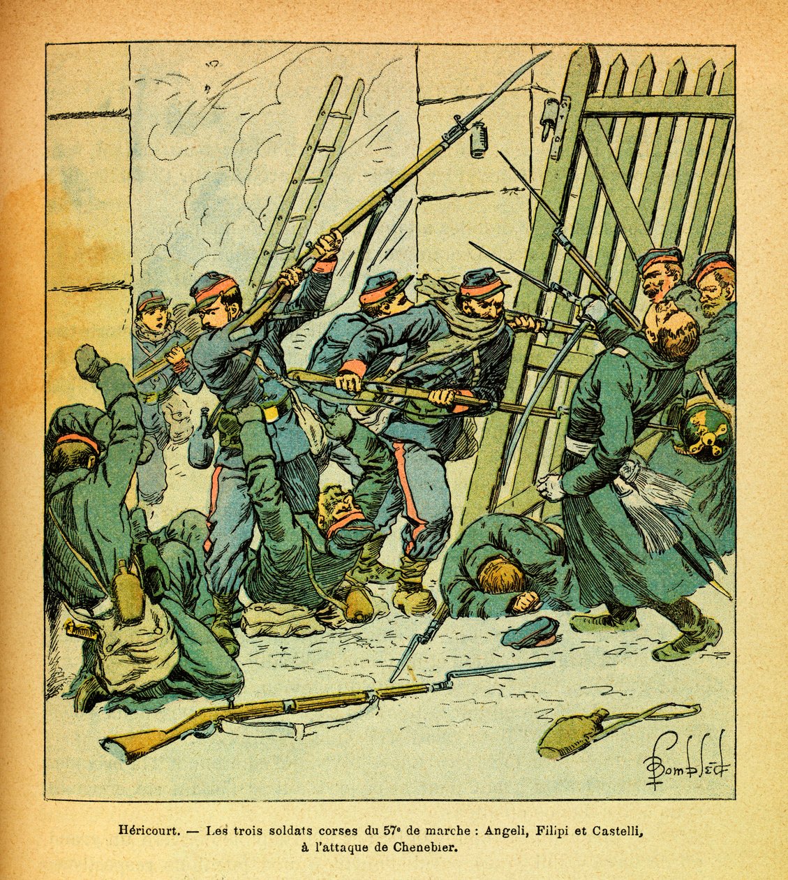The Eastern Army of Eugene Sergeant, Illustrated by Louis Bombled: Assault of the Village of Chenebier by Louis Charles Bombled
