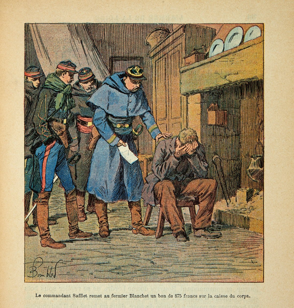 Commander Safflet Gives the Lanchet Farmer a Voucher of 875 Francs on the Body Case by Louis Charles Bombled