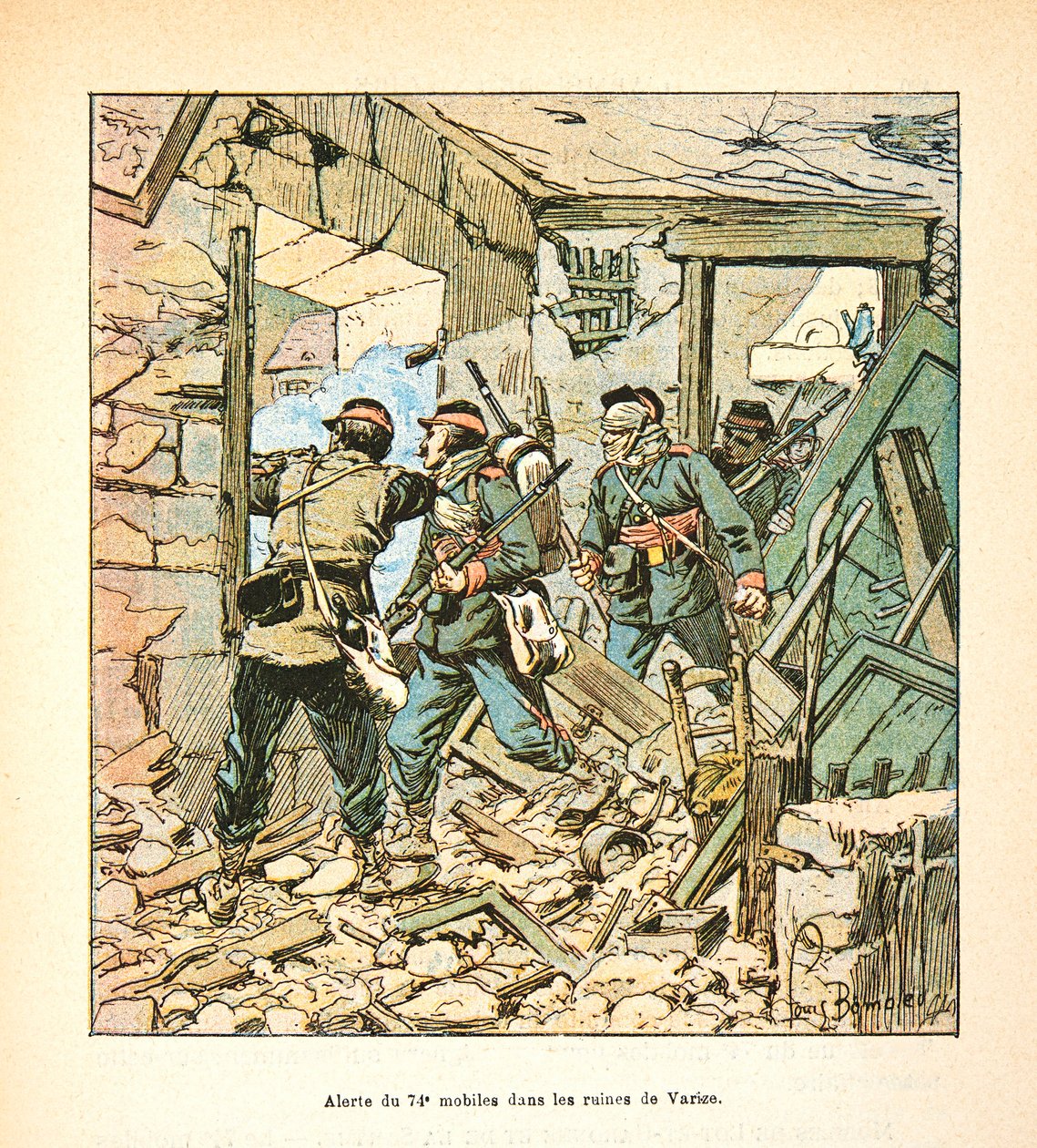 The Army of the Loire: In December 1870 the 74th Mobile in the Ruins of the Village of Varize by Louis Charles Bombled