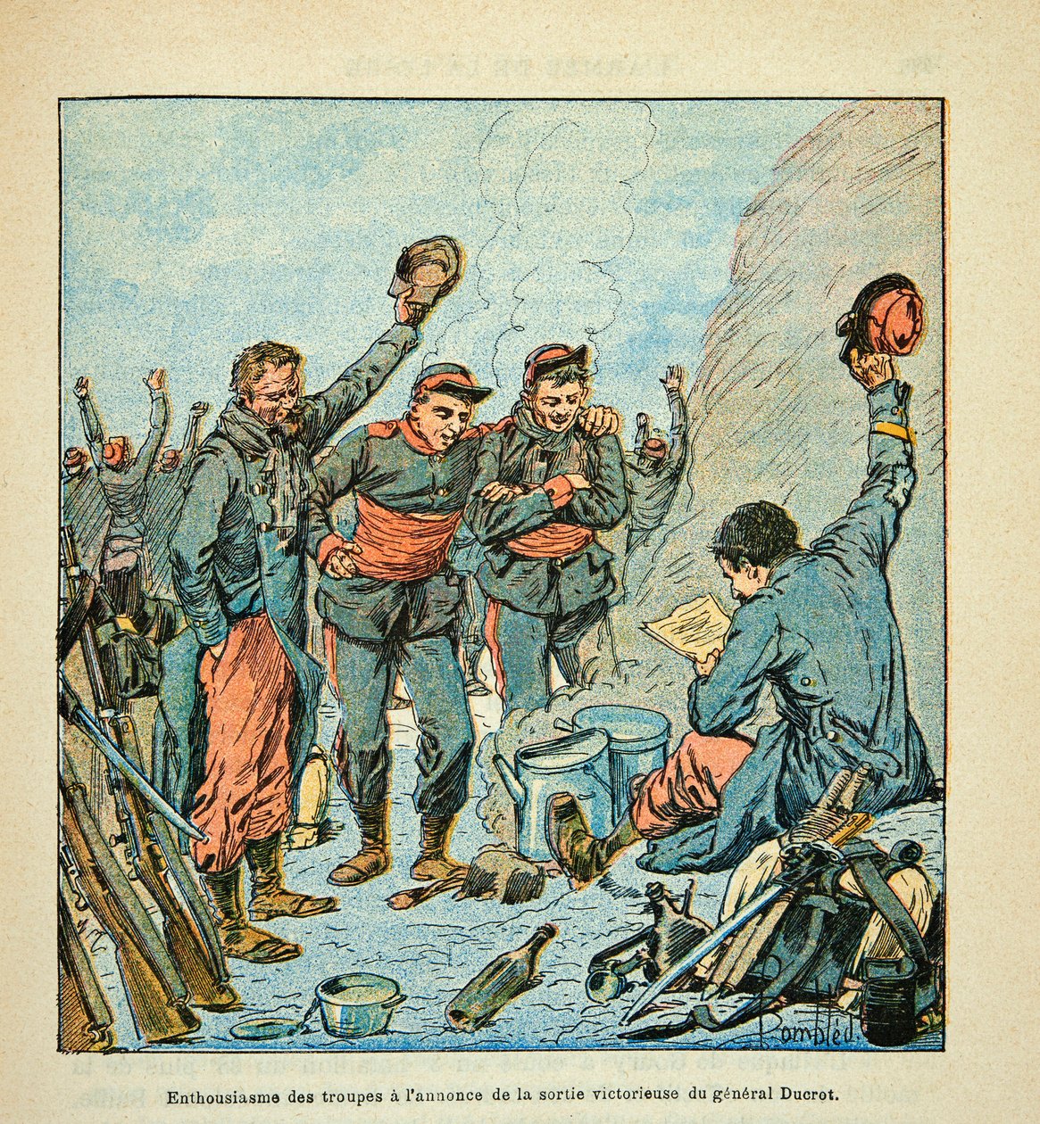 The Soldiers of the Armee de la Loire Enthusiastic at the Announcement of the Victorious Exit of General Ducrot by Louis Charles Bombled