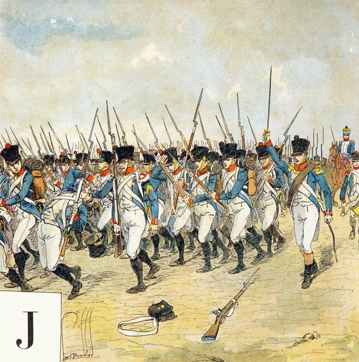 Letter J: Young Guard, "I Will Be a Soldier" - Military Alphabet by Louis Charles Bombled