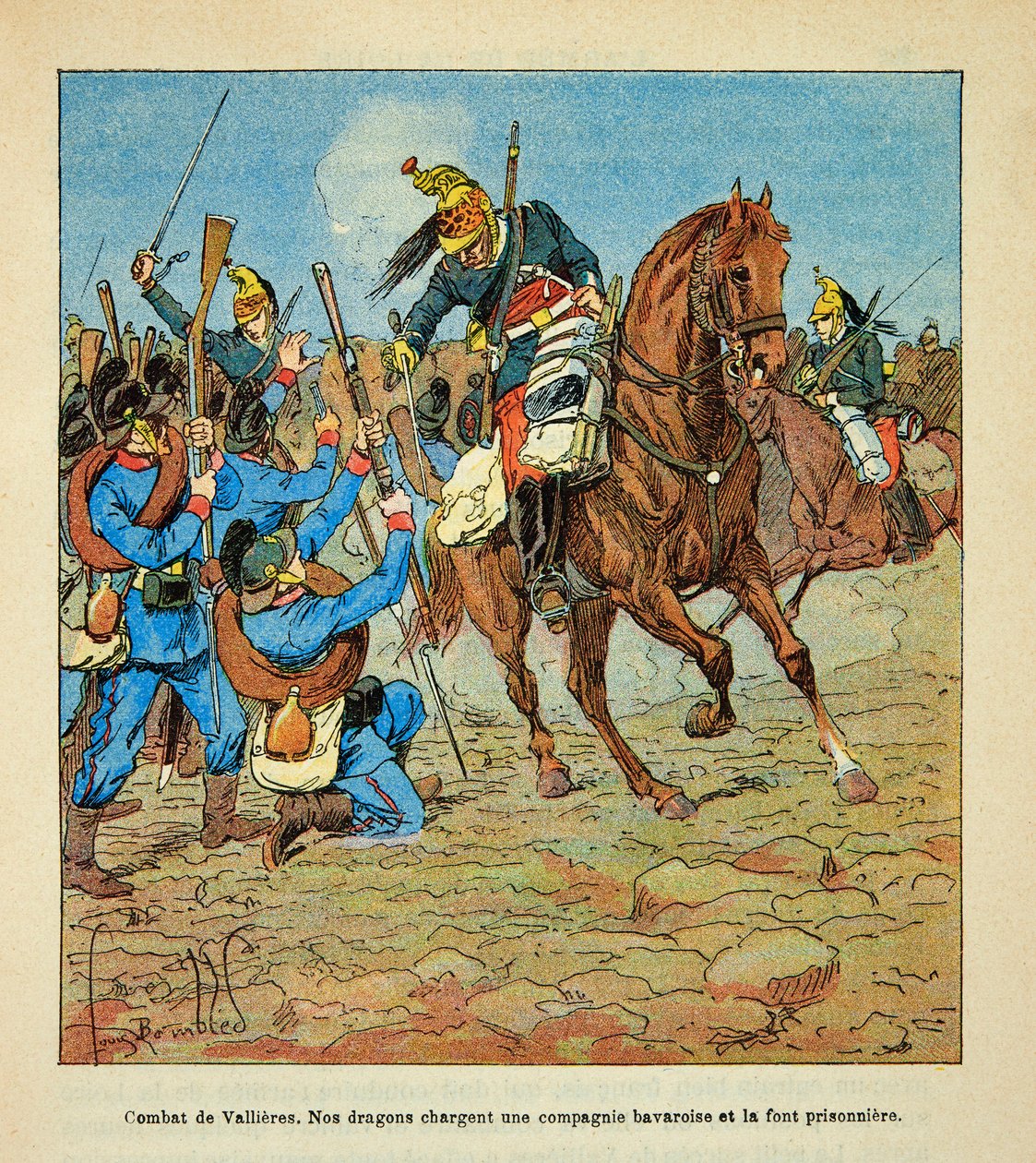 Battle of Vallieres in November 1870, French Dragons Charge a Bavarian Company and Make It Prisoner by Louis Charles Bombled
