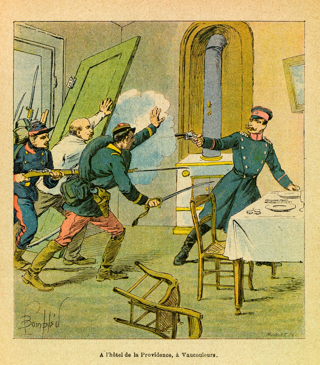A Prussian officer taken prisoner by French motives in Vaucouleurs by Louis Charles Bombled