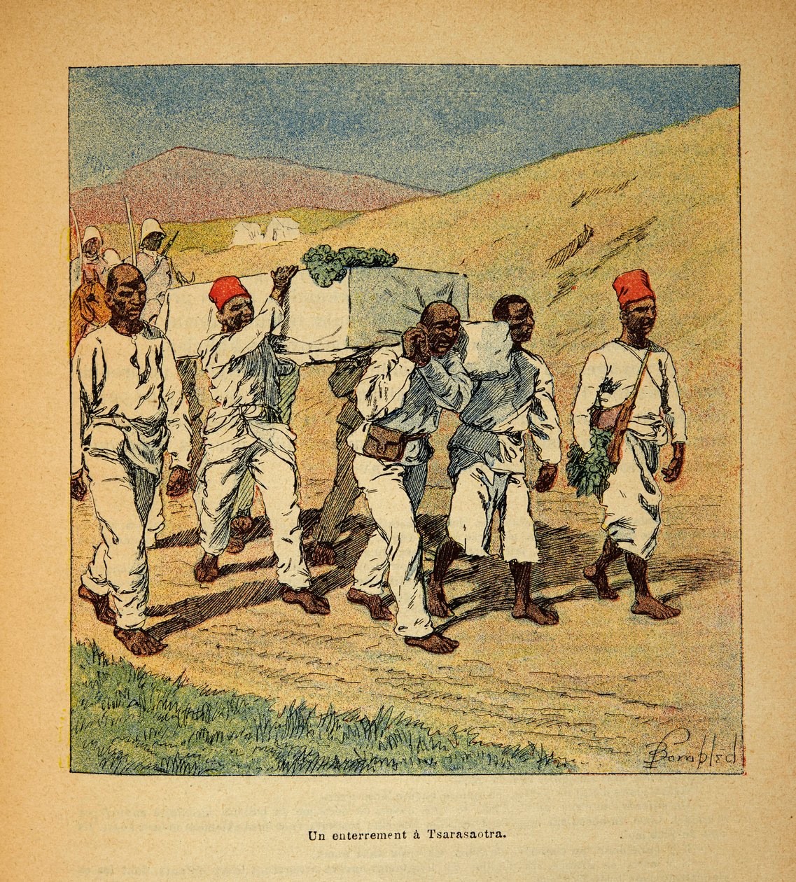 The War in Madagascar: Burial of a Soldier at Tsarasaotra in 1895, Private Collection by Louis Charles Bombled