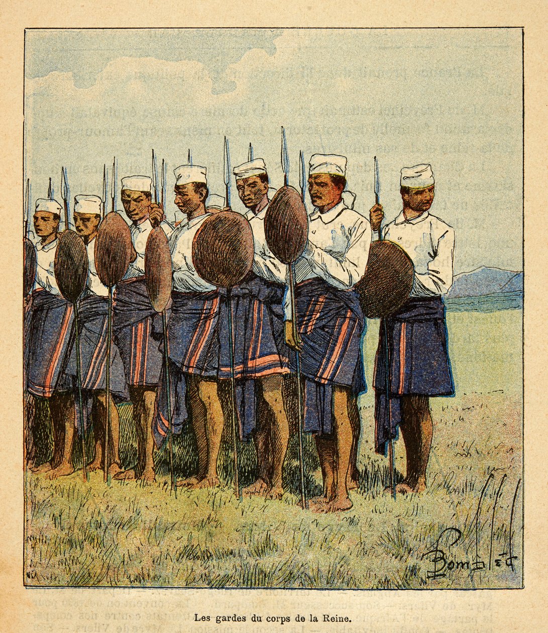 The War in Madagascar - Anecdotal History of the French Expeditions of 1885-1895 by Henri Galli, Illustrated by Louis Bombled: Guards of the Queen Ranavalona, Private Collection by Louis Charles Bombled