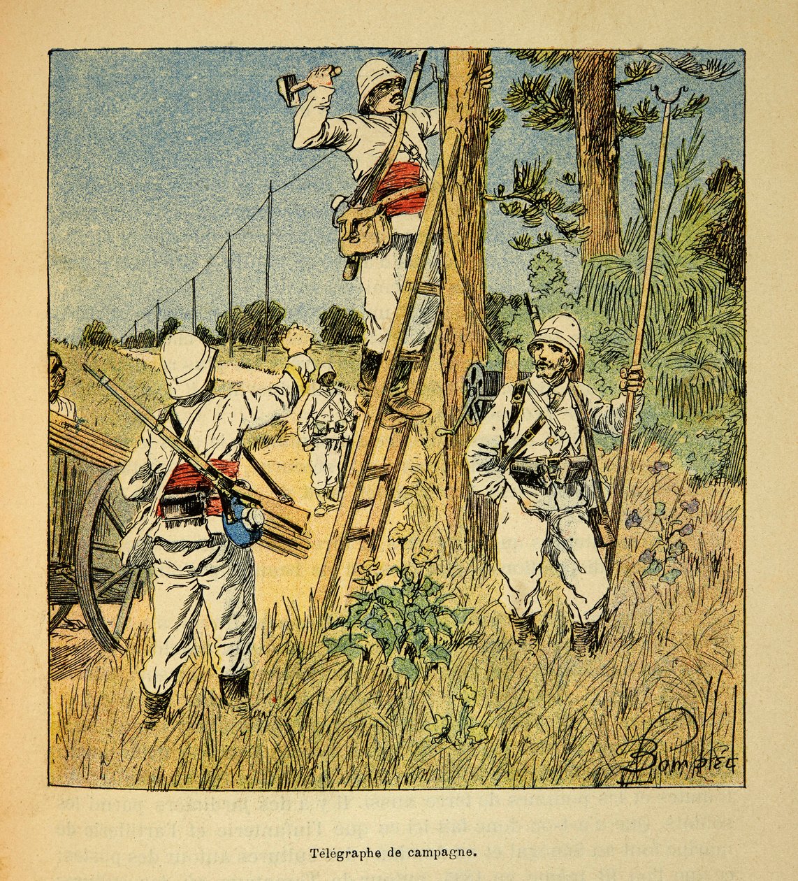 Implementation of the Campaign Telegraph by the Military in Madagascar in 1895 by Louis Charles Bombled