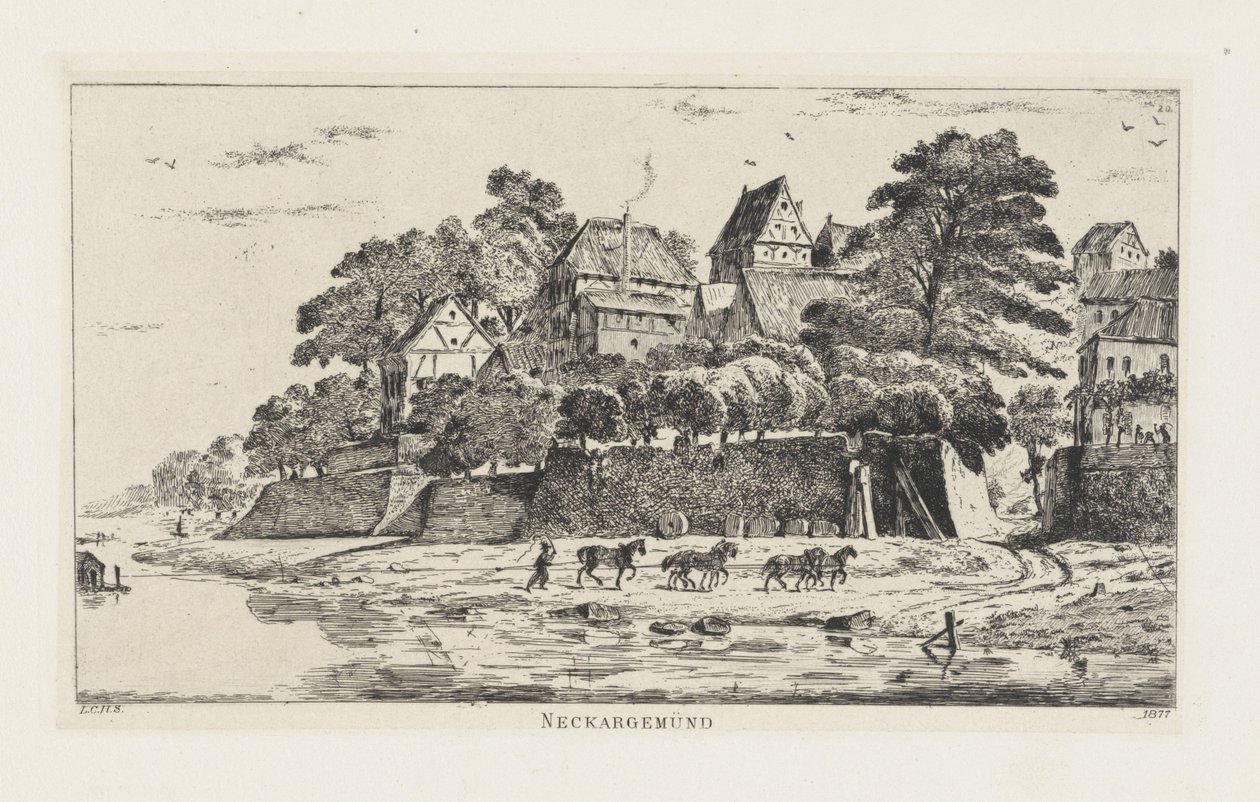 View of Neckargemünd (Baden-Württemberg) by Louis Charles Hora Siccama