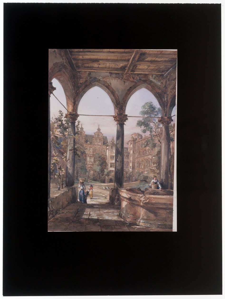 The Courtyard of the Heidelberg Castle by Louis Desire Thienon
