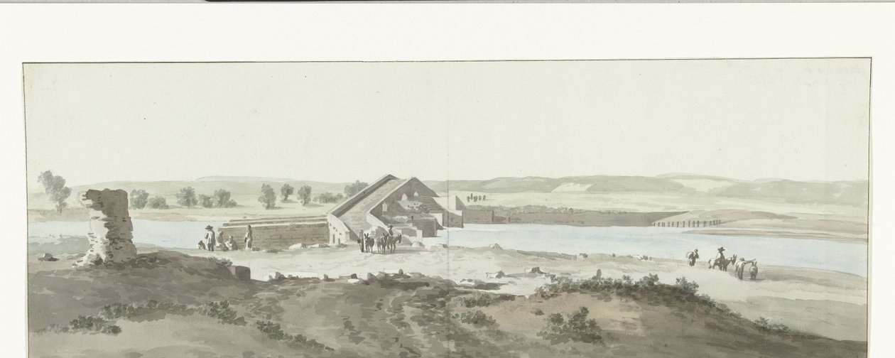 View of Canosa Bridge over Ofanto River in Puglia (series title: Voyage in Italy, Sicily, and Malta - 1778) by Louis Ducros