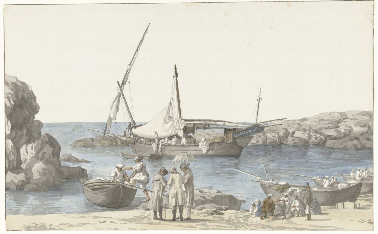 View of Taranto and Port of Luogo Vivo (Voyage en Italie, en Sicile et à Malte - 1778) by Louis Ducros