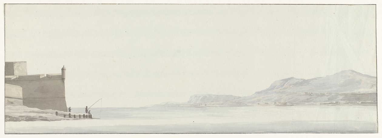 View of the Coast of Calabria from the Outer Corner of the Citadel of Messina (Voyage in Italy, Sicily, and Malta - 1778) by Louis Ducros