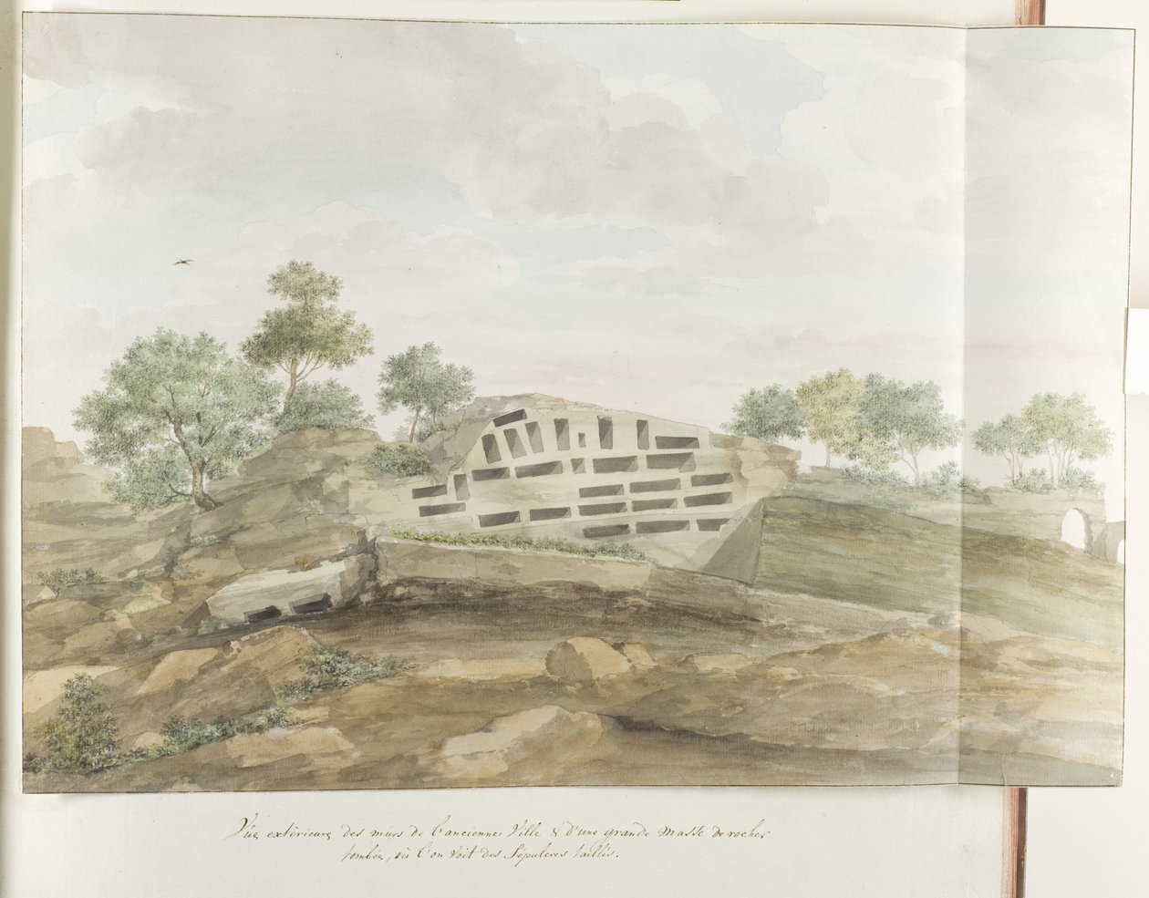 View of the Walls of Agrigentum and Many Rock Tombs by Louis Ducros