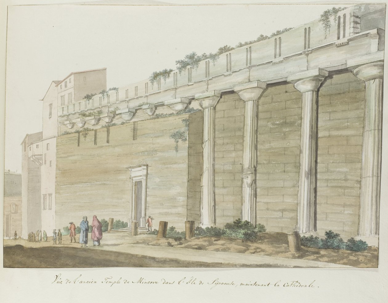 View of the Old Minerva Temple on the Island of Syracuse (Voyage in Italy, Sicily, and Malta - 1778 series) by Louis Ducros