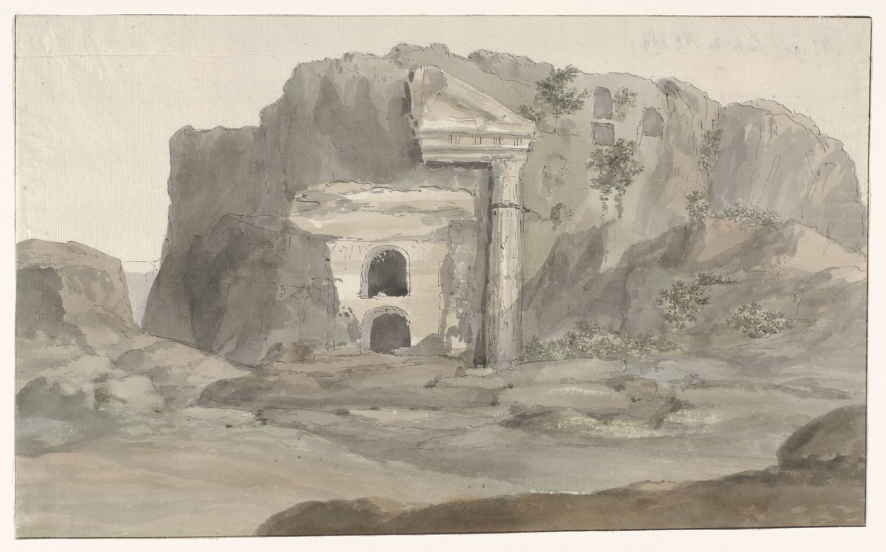 Tombs with Doric Style Facade Carved in Rock near Syracuse (Voyage in Italy, Sicily, and Malta - 1778 series) by Louis Ducros