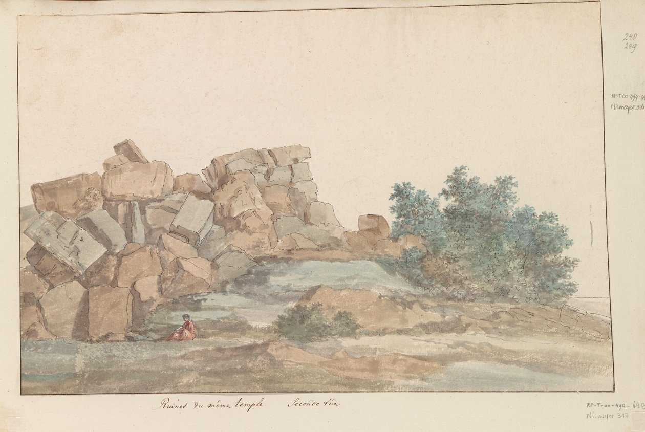 Ruins of the Temple of Zeus Olympus at Agrigento (Second View) (Voyage en Italie, en Sicile et à Malte - 1778) by Louis Ducros