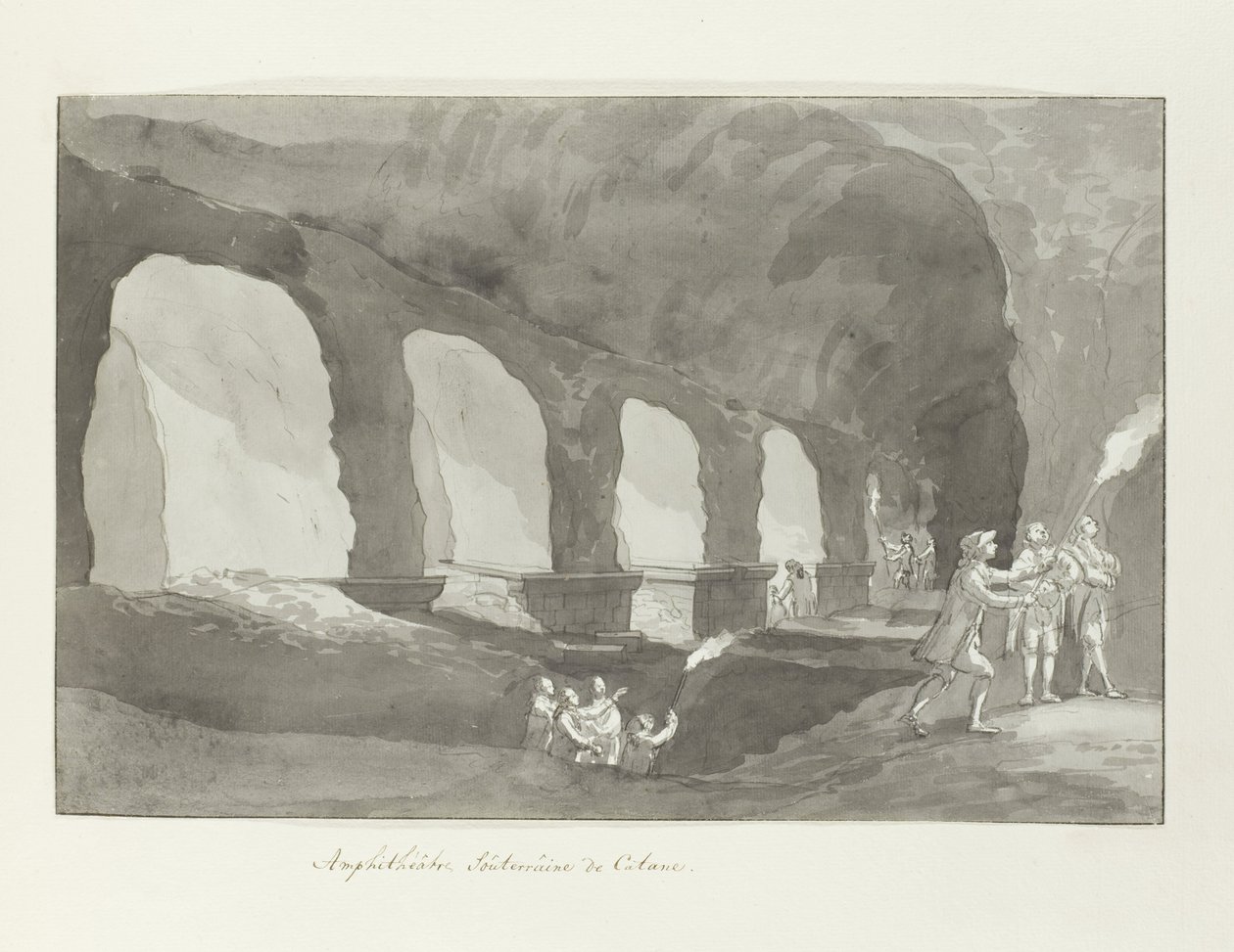 Basement of the Amphitheater of Catania (Voyage en Italie, en Sicile et à Malte - 1778) by Louis Ducros