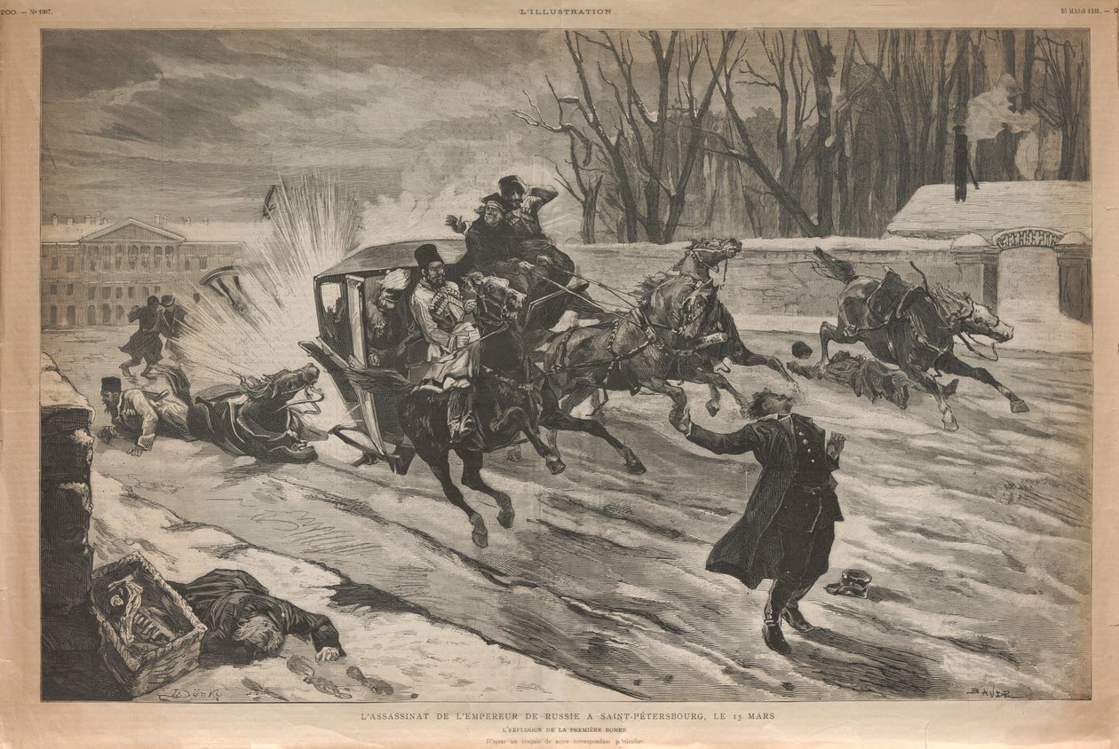Assassination of Tsar Alexander II in St Petersburg, 1881 by Louis Dünki