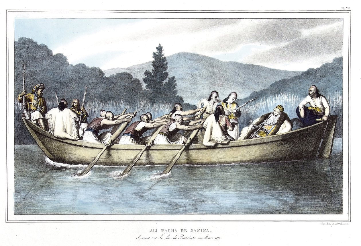 Ali Pasha de Janina (1741-1822), hunting on Lake Butrinto in March 1819. in 