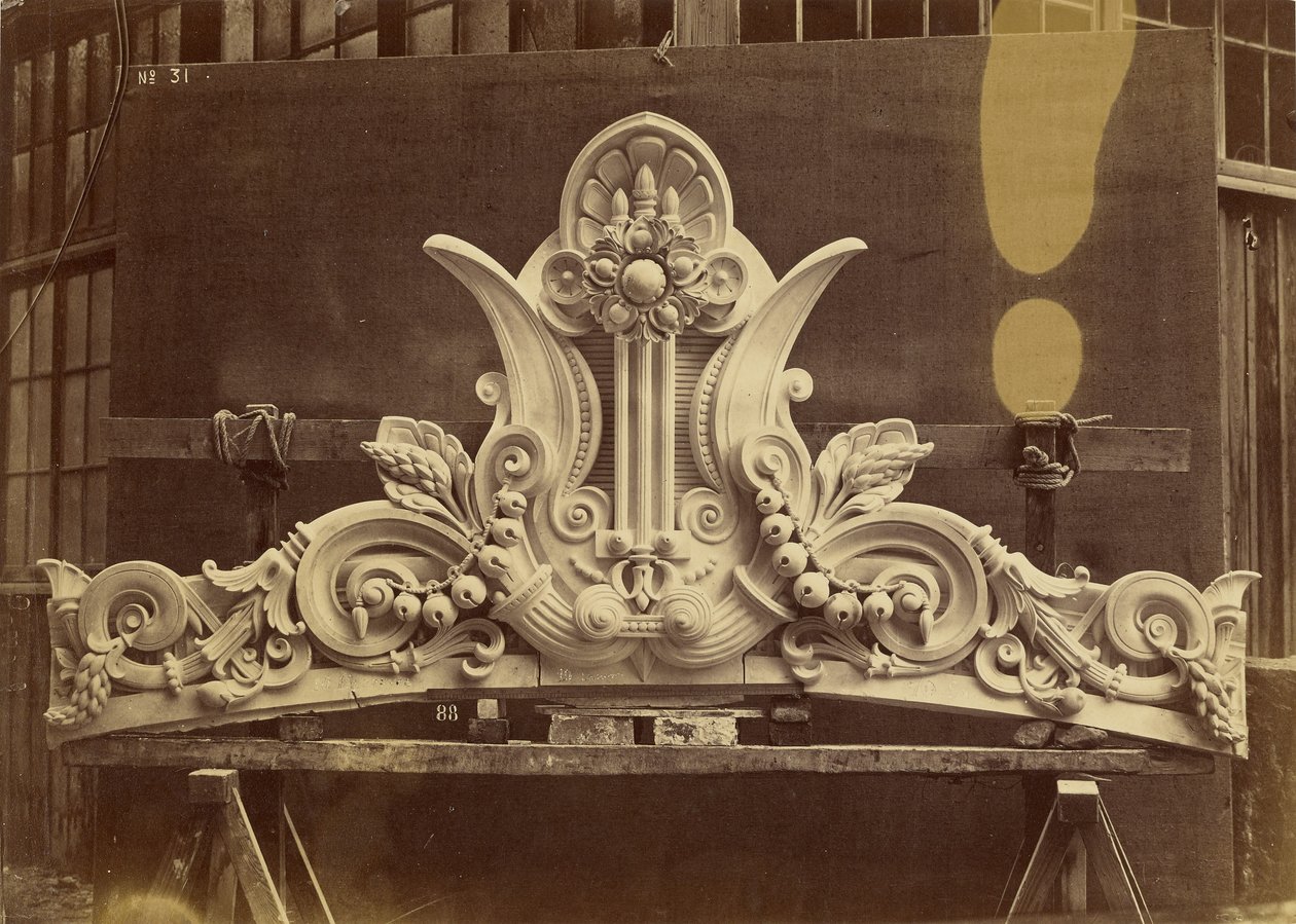 Amortization of the Pavilion Pediments. Main Facade. by Louis Emile Durandelle