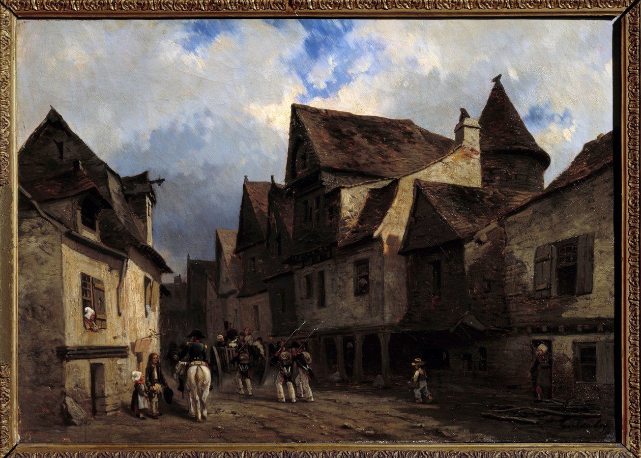 Rue de Village Breton by Louis Eugene Gabriel Isabey