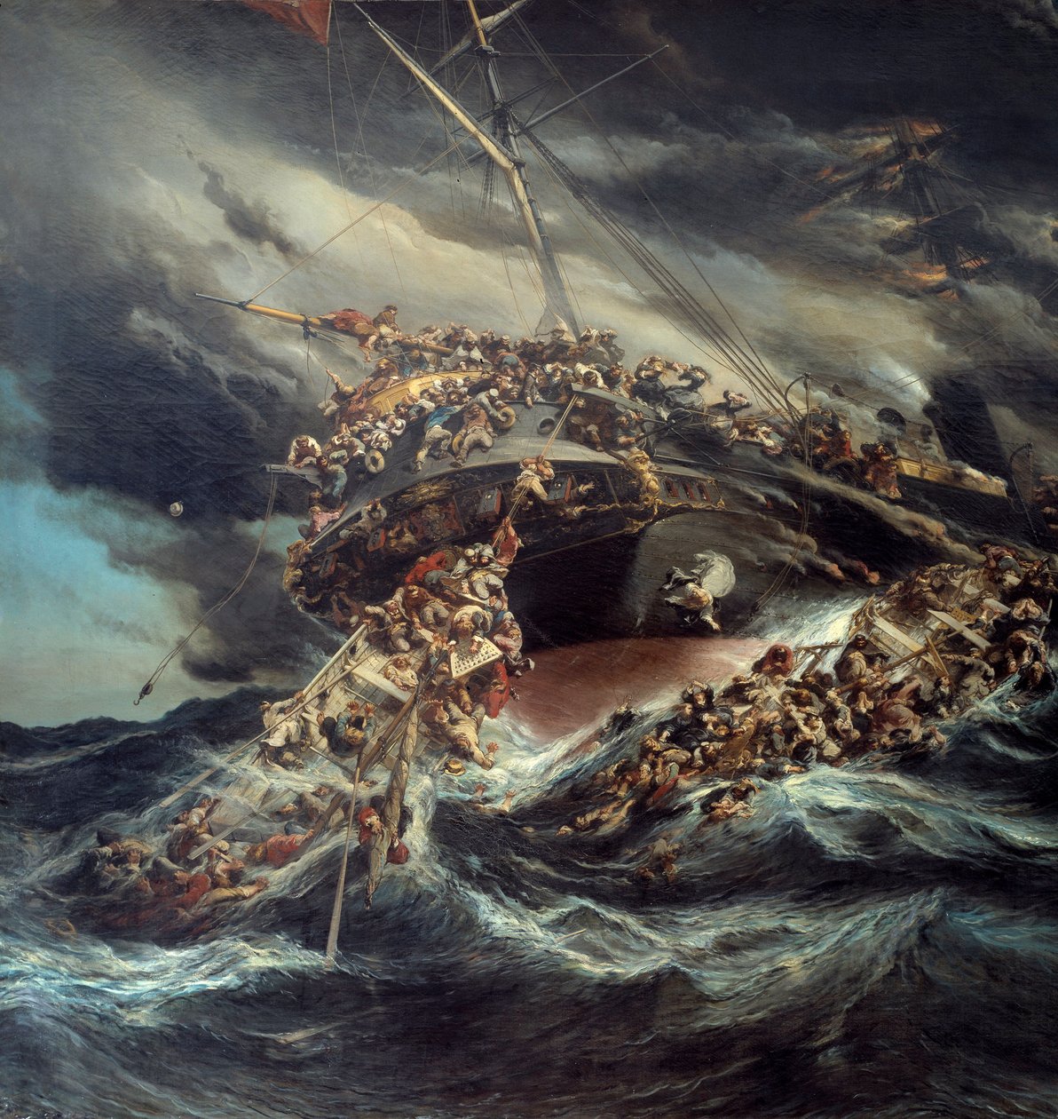 The Fire of the Steamer the Austria (detail) by Louis Eugene Gabriel Isabey