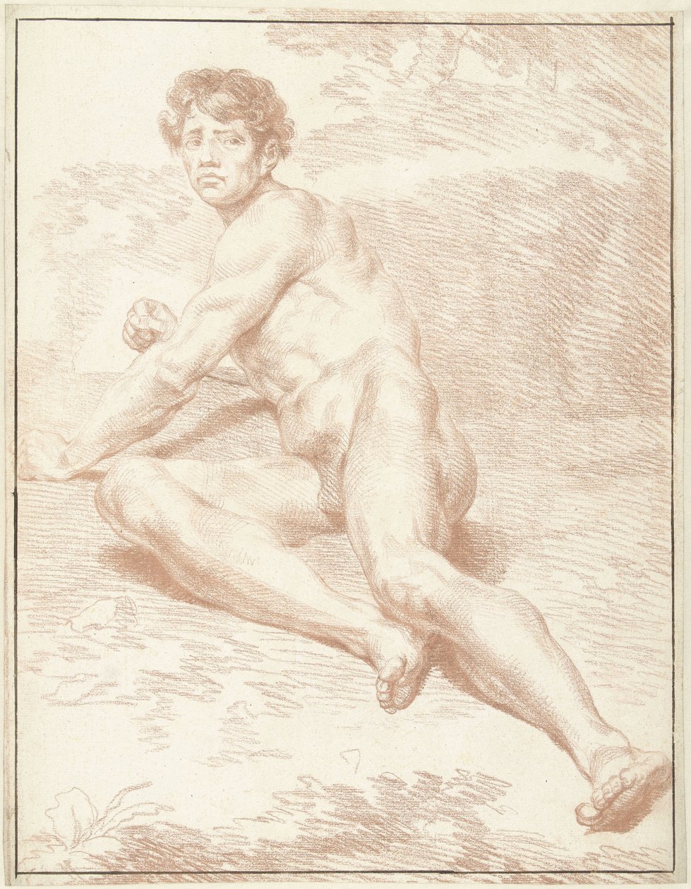 Male Nude, Lying, Rising Up by Louis Fabritius Dubourg