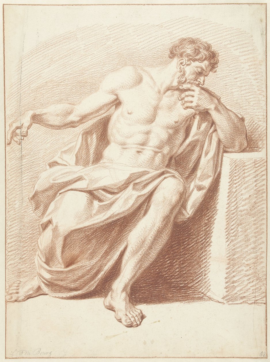 Study of a Seated Man with Drapery by Louis Fabritius Dubourg