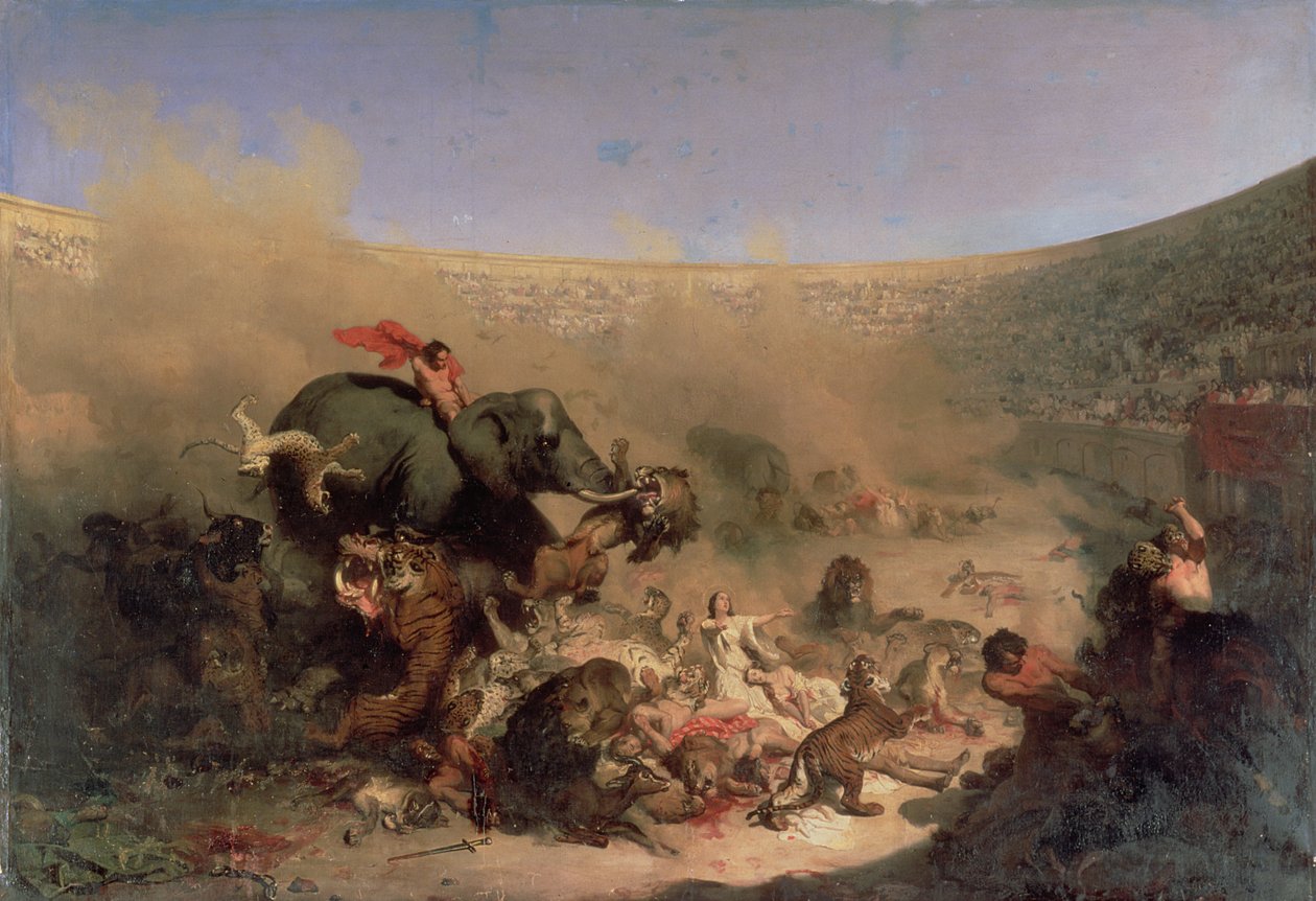 The Christians Thrown to the Beasts by the Romans by Louis Felix Leullier