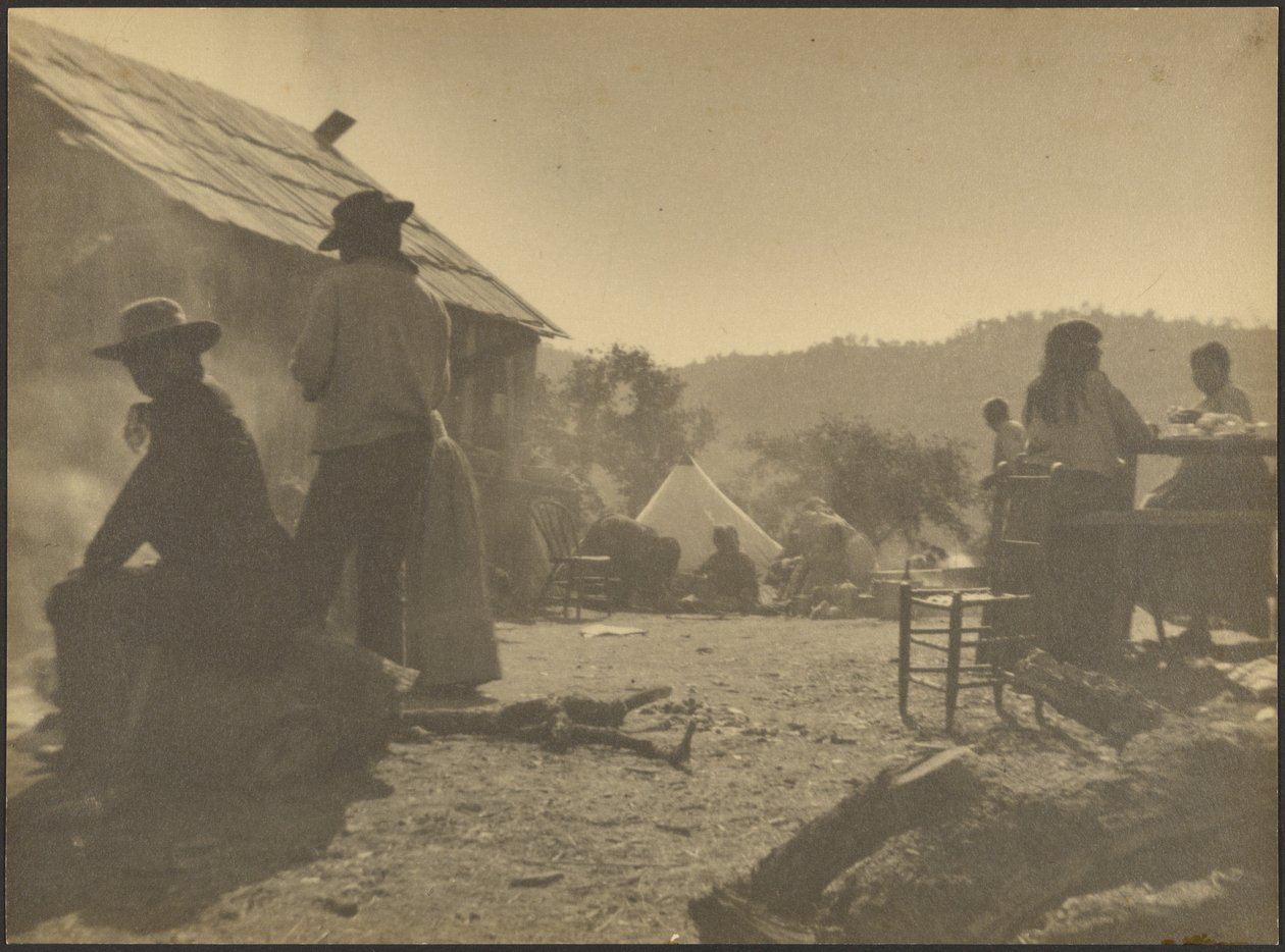 Campsite During Group Mealtime by Louis Fleckenstein