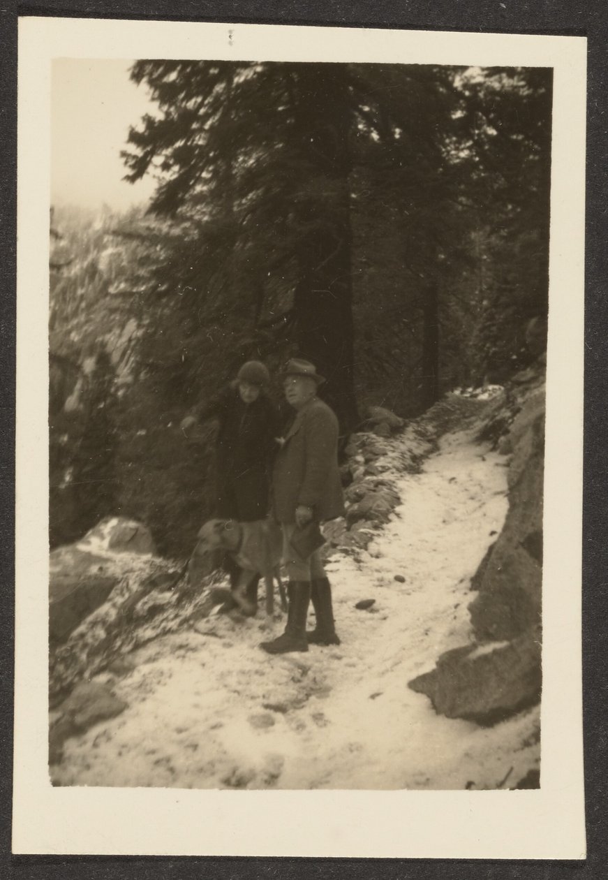 Couple with Dog in the Snow by Louis Fleckenstein