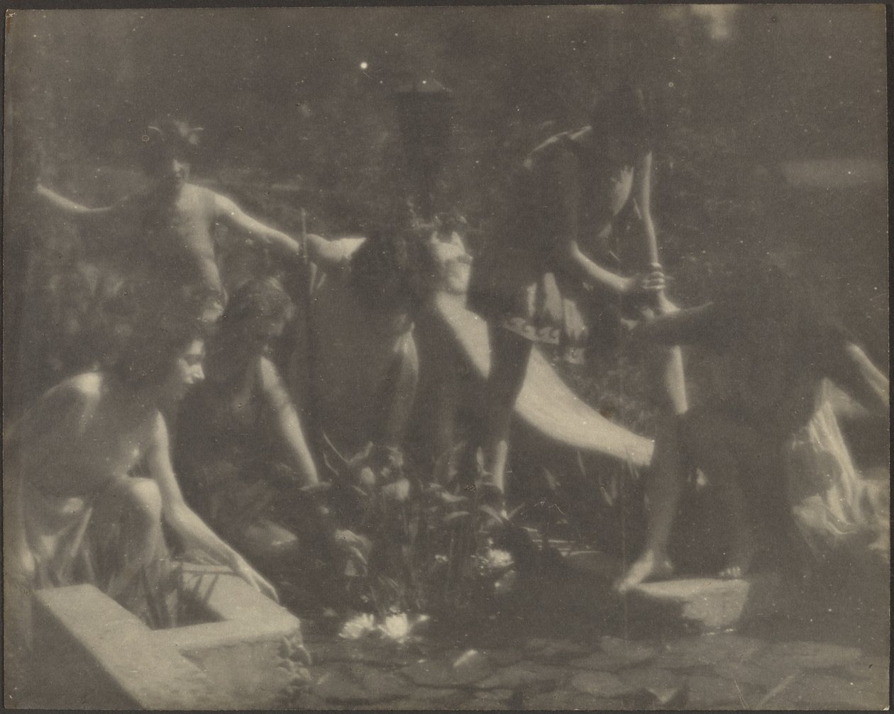 Dancers Posed at the Edge of a Pond by Louis Fleckenstein
