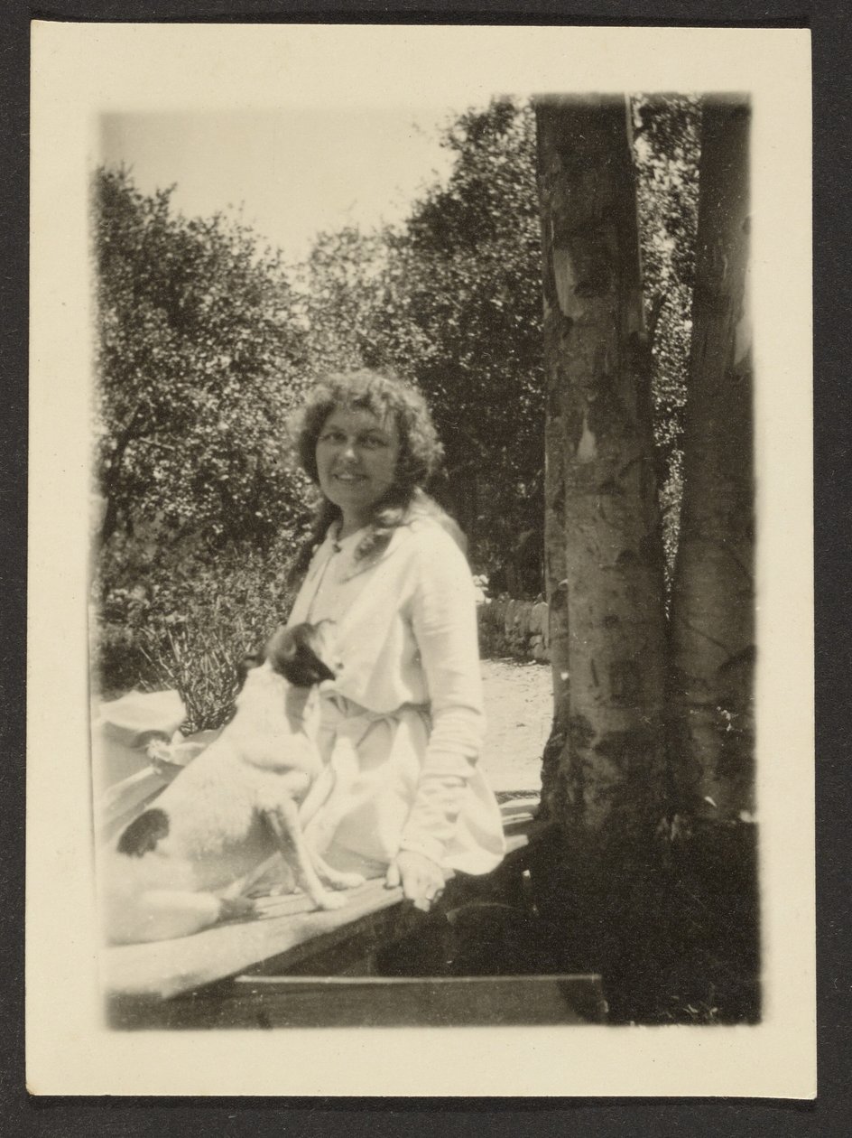 Florence Sitting with Dog by Louis Fleckenstein