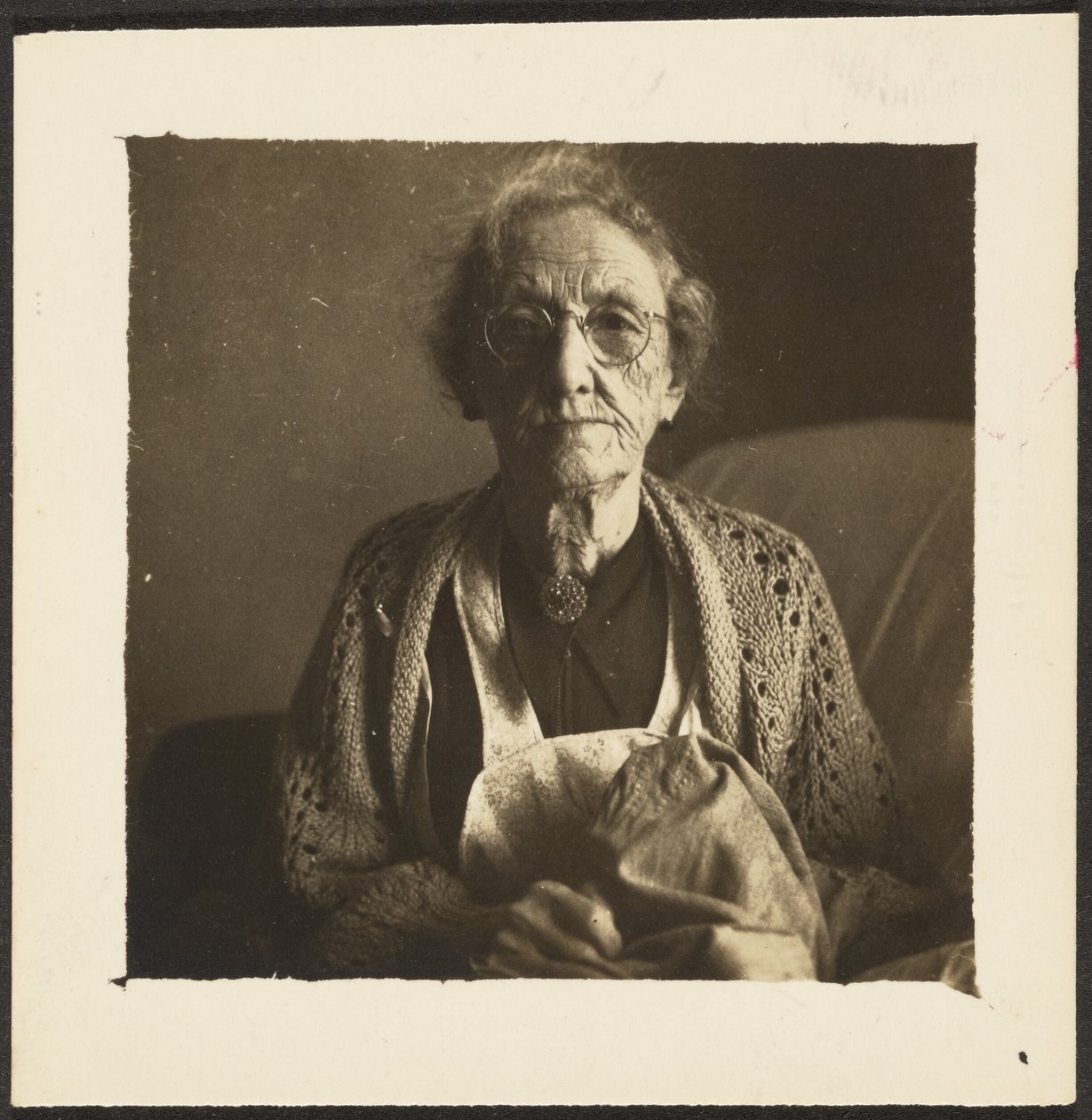 Old Woman with Crochet Shawl by Louis Fleckenstein