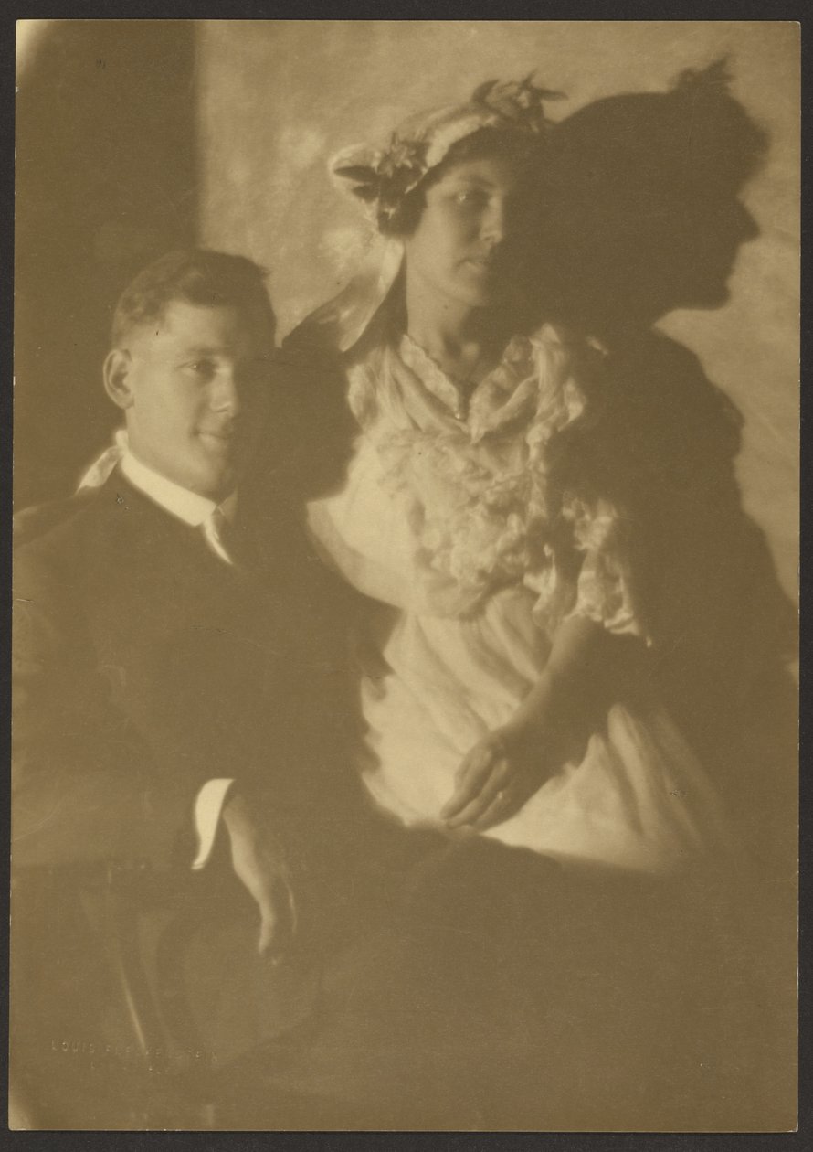 Portrait of a Man and a Woman with Floral Hat by Louis Fleckenstein