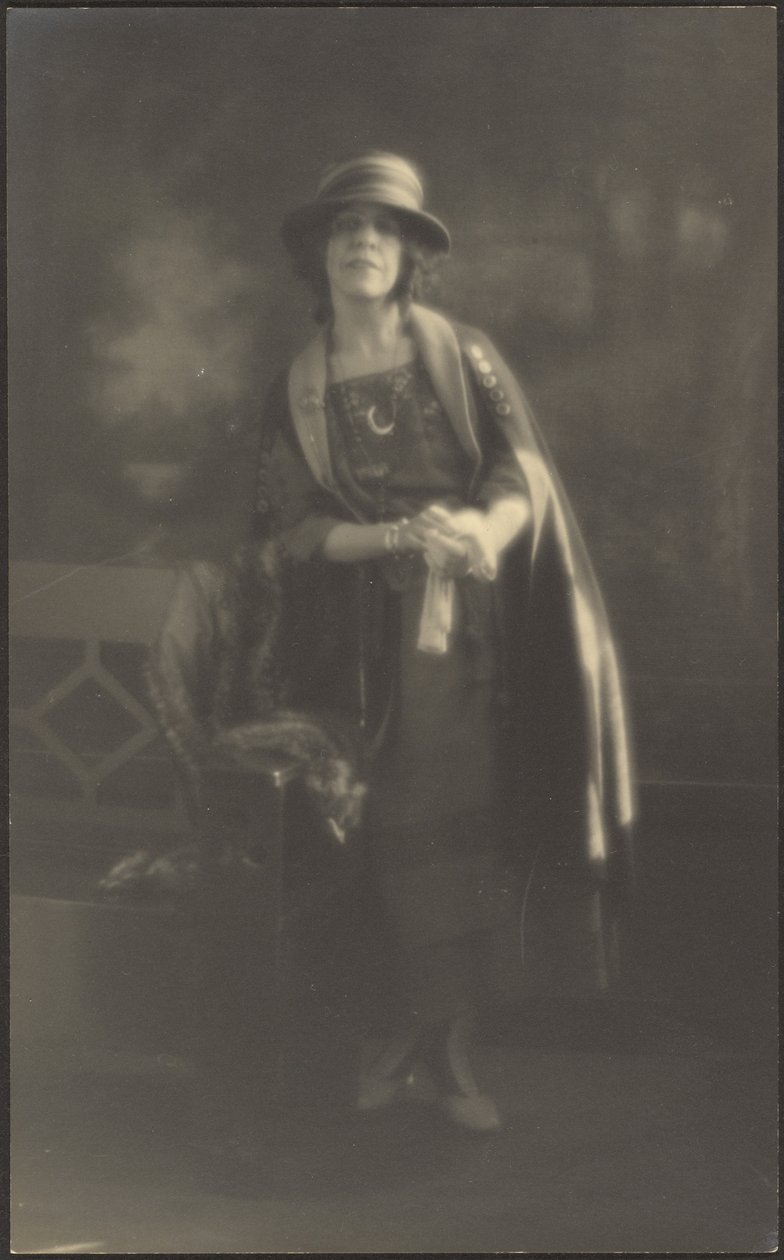 Portrait of a Woman Leaning on Bench by Louis Fleckenstein