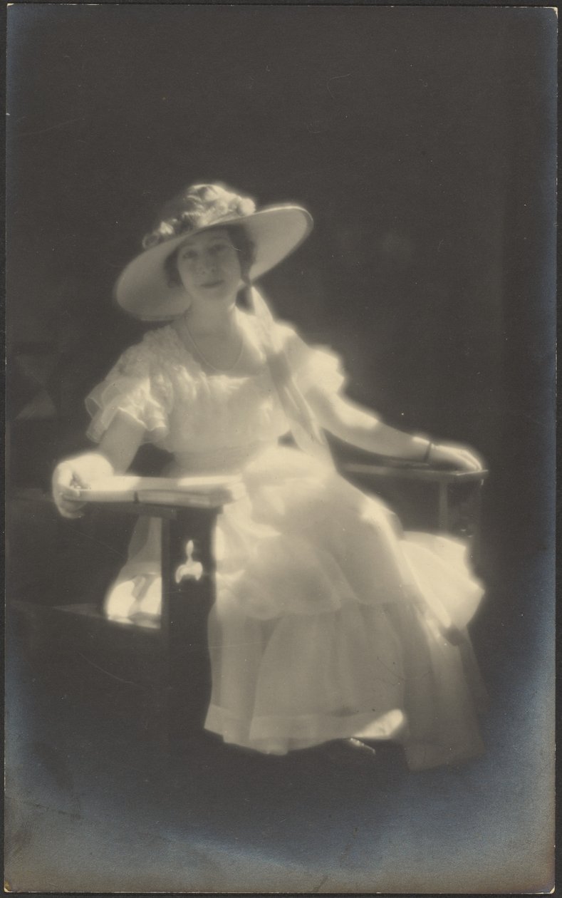 Portrait of a Woman in White Dress by Louis Fleckenstein