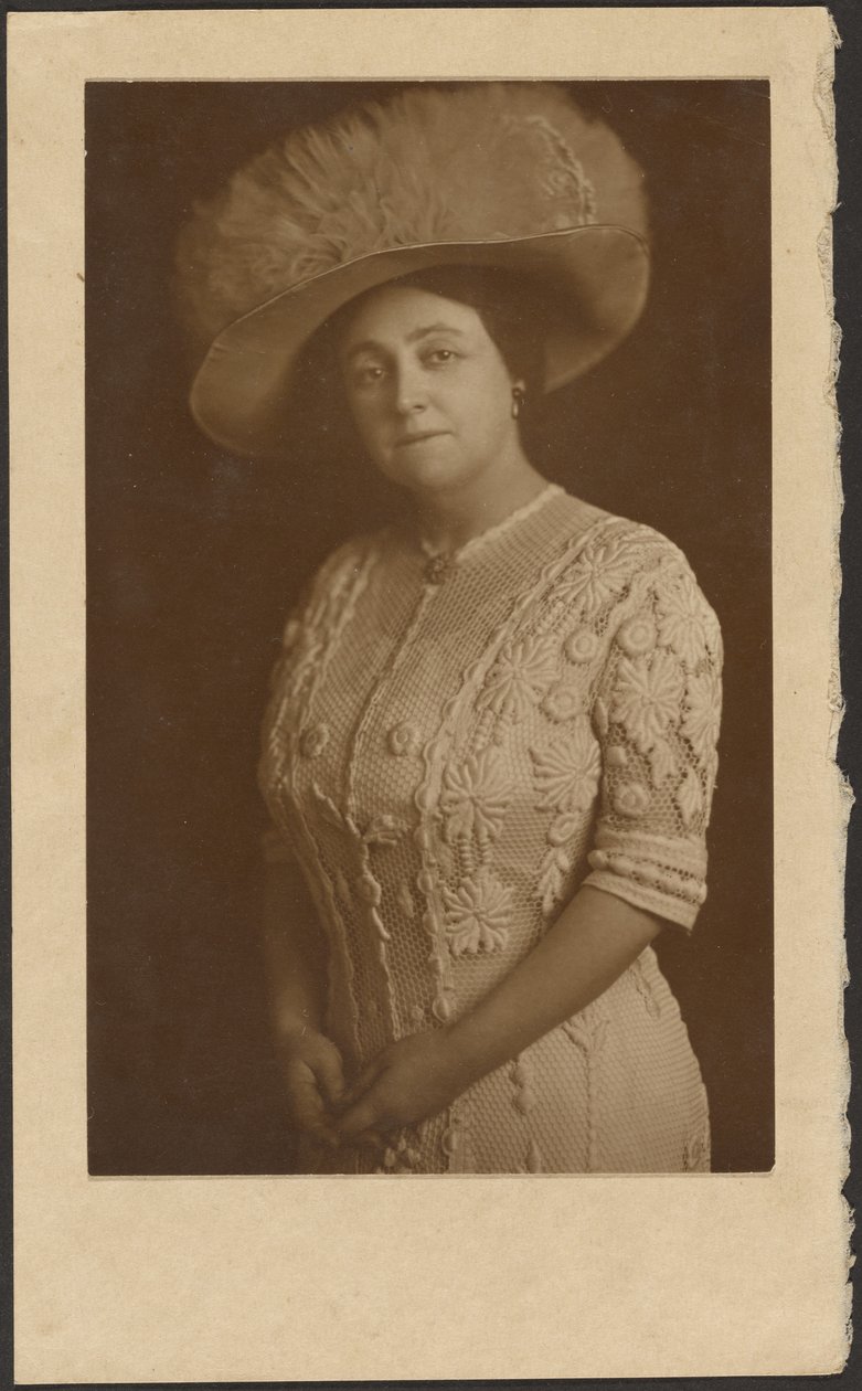 Portrait of a Woman with Elaborate Tulle Hat by Louis Fleckenstein